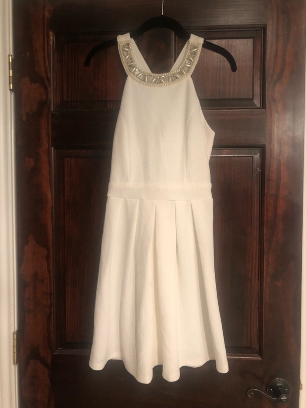 Forever 21 Cream Beaded Halter Mini Dress